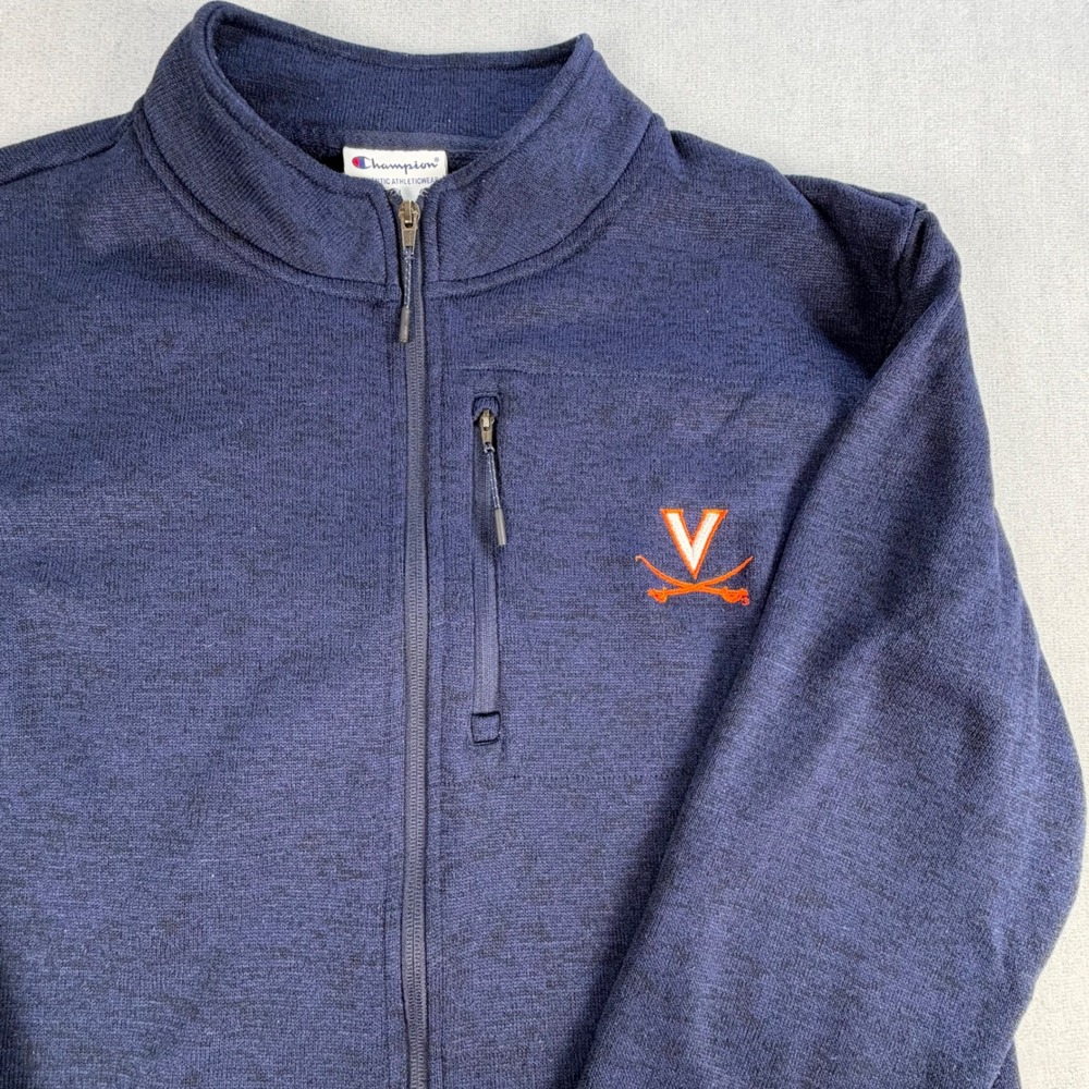 Virginia Cavaliers Full Zip Fleece Jacket Navy Blue Mens XL Champion UVA Logo